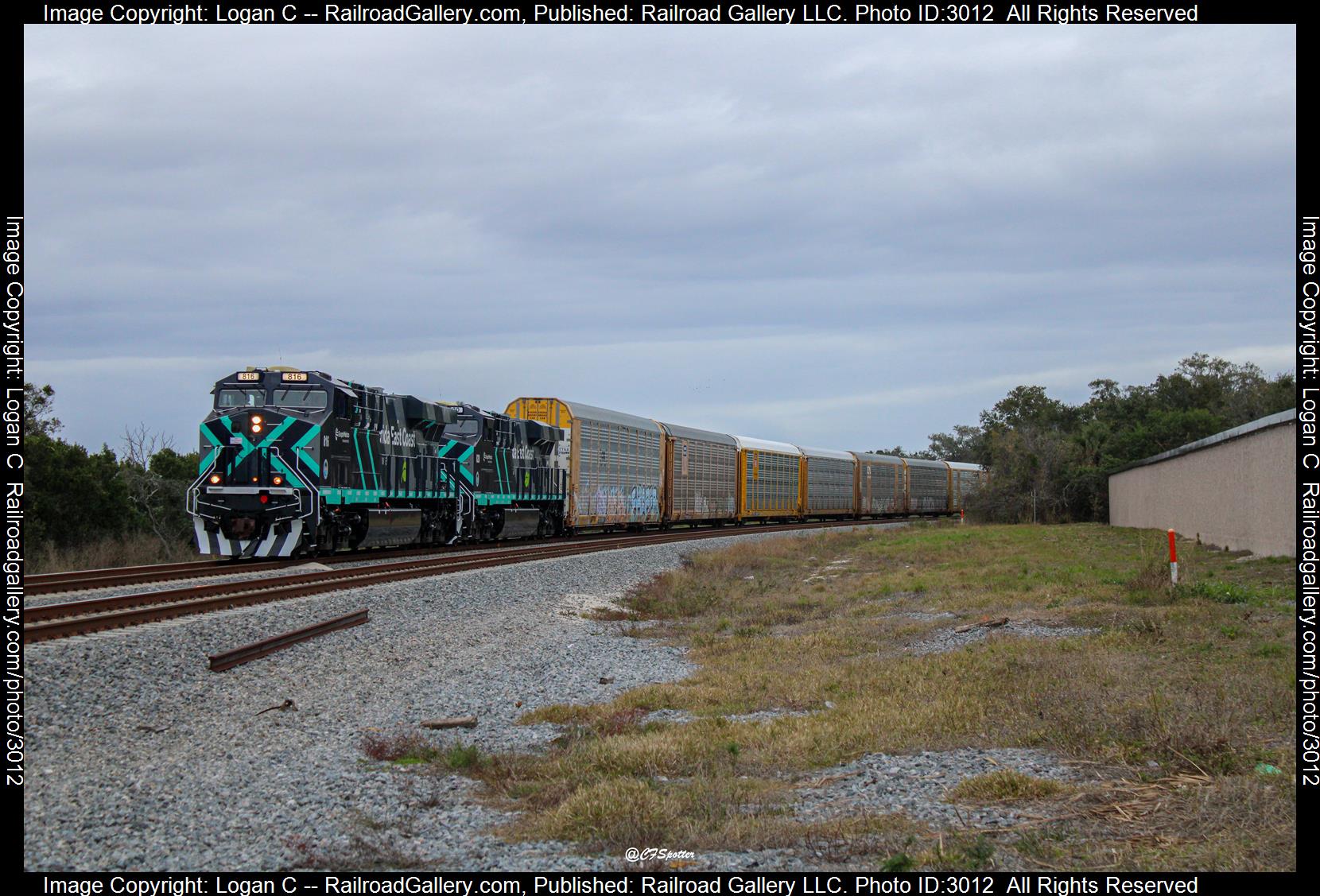 FEC 816 FEC 820 is a class ES44C4 and  is pictured in Cocoa, Florida, USA.  This was taken along the FEC/Brightline Main on the Florida East Coast Railway. Photo Copyright: Logan C uploaded to Railroad Gallery on 01/22/2024. This photograph of FEC 816 FEC 820 was taken on Monday, January 22, 2024. All Rights Reserved. 