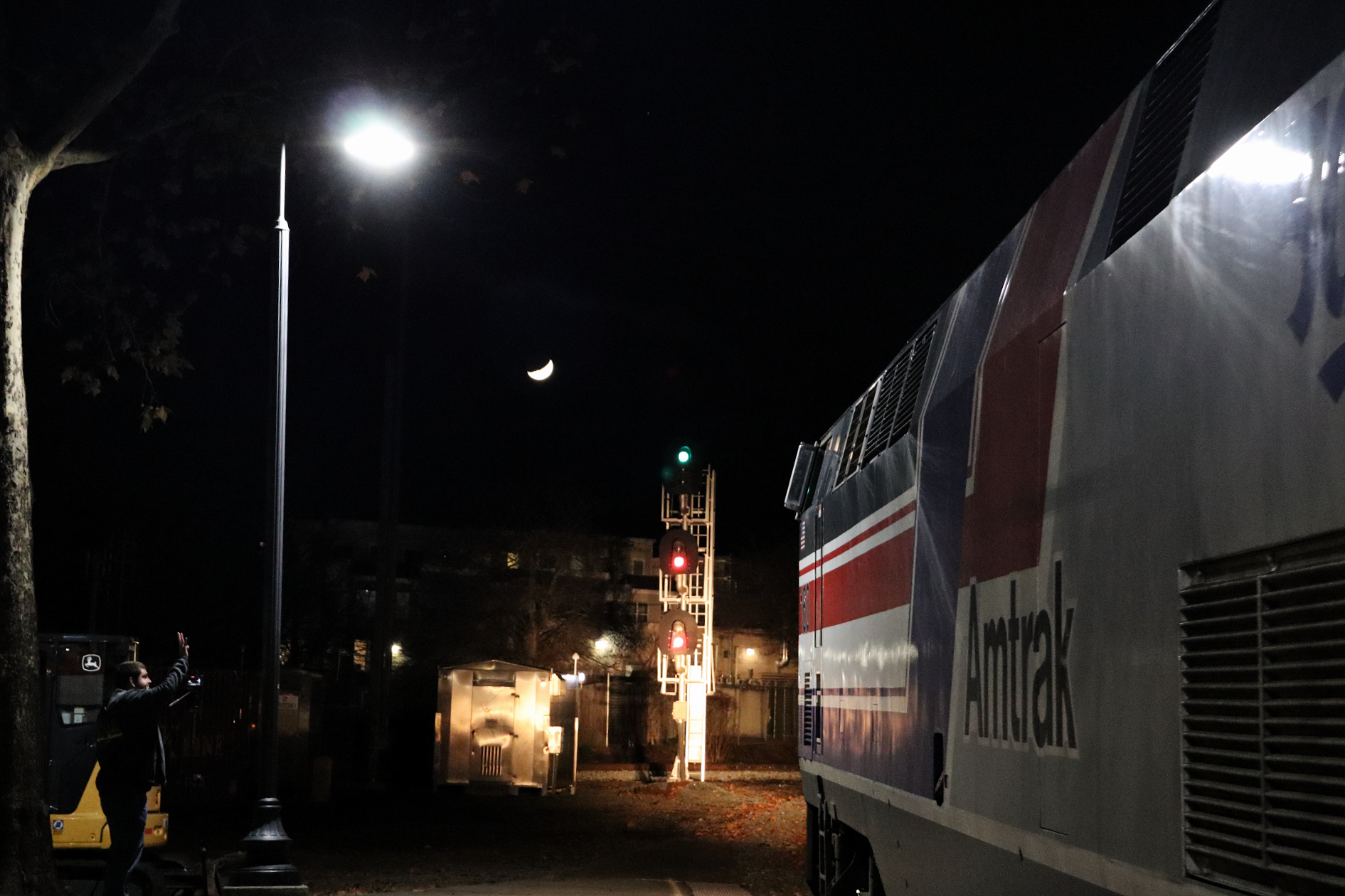 AMTK 160 is a class GE P42DC and  is pictured in Charlottesville, Virginia, United States.  This was taken along the NS Washington District  on the Norfolk Southern Railway. Photo Copyright: Robby Lefkowitz uploaded to Railroad Gallery on 12/02/2022. This photograph of AMTK 160 was taken on Monday, November 28, 2022. All Rights Reserved. 