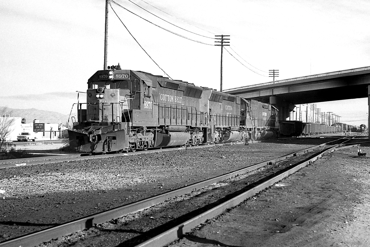 SSW 8970 is a class EMD SD45 and  is pictured in Tucson, Arizona, USA.  This was taken along the Lordsburg/SP on the Cotton Belt. Photo Copyright: Rick Doughty uploaded to Railroad Gallery on 01/26/2024. This photograph of SSW 8970 was taken on Friday, November 23, 1979. All Rights Reserved. 