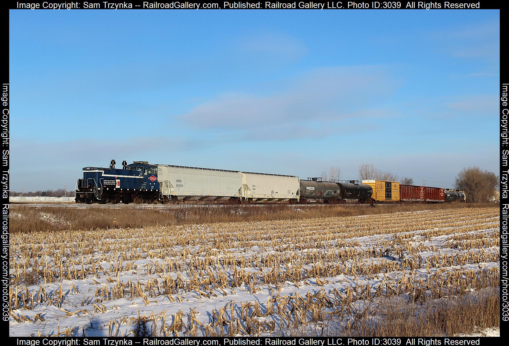 PGR 37 is a class EMD SW1500 and  is pictured in Lakeville, Minnesota, USA.  This was taken along the PGR Airlake Line on the Progressive Rail. Photo Copyright: Sam Trzynka uploaded to Railroad Gallery on 01/28/2024. This photograph of PGR 37 was taken on Monday, January 15, 2024. All Rights Reserved. 