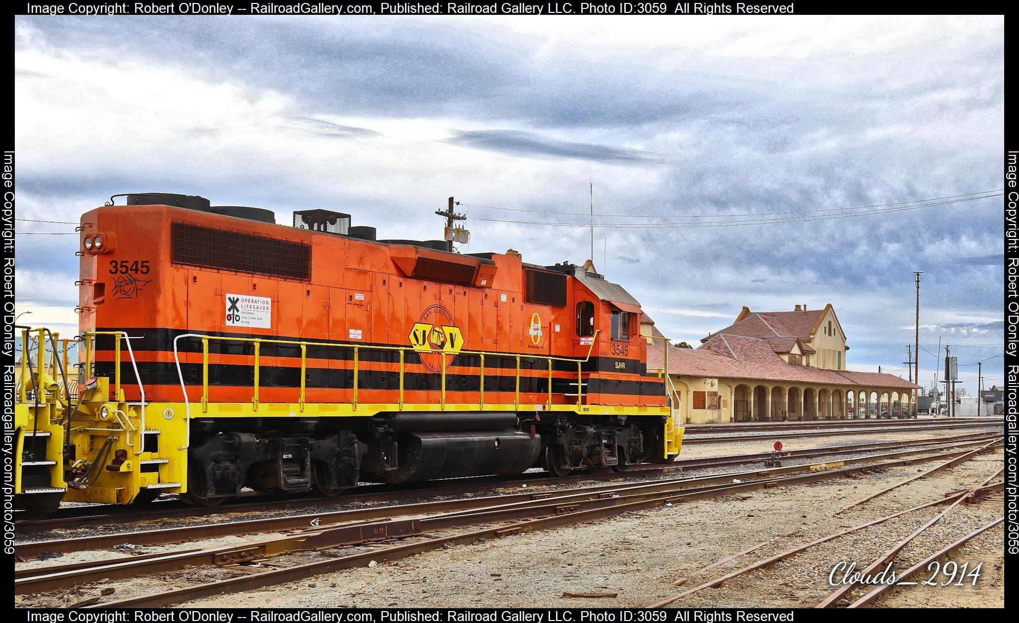 3545 is a class GP-38-2 and  is pictured in Bakersfield, California , United States.  This was taken along the Kern County on the San Joaquin Valley Railroad . Photo Copyright: Robert O'Donley uploaded to Railroad Gallery on 02/01/2024. This photograph of 3545 was taken on Wednesday, January 31, 2024. All Rights Reserved. 