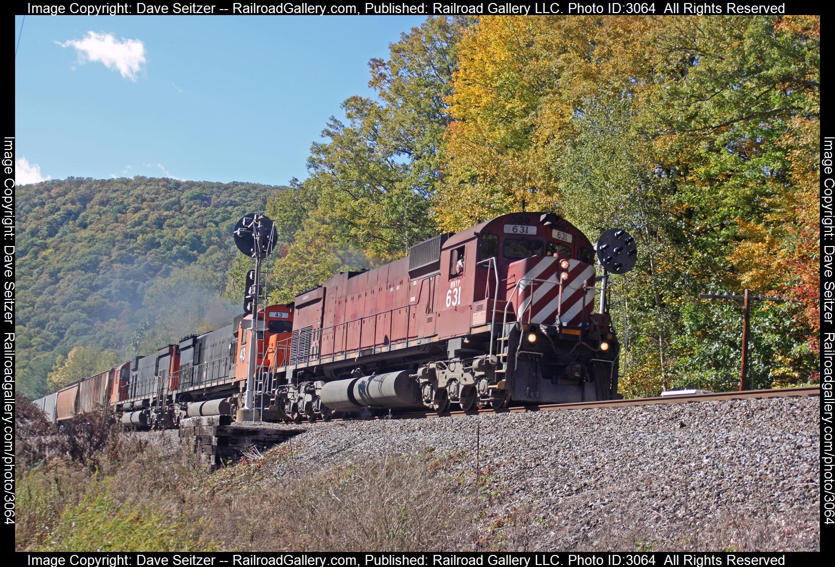 WNYP 631 RRPX 43 RRPX 41 is a class M630 M636 M636 and  is pictured in Cameron, Pennsylvania, United States.  This was taken along the Buffalo Line on the Western New York and Pennsylvania Railroad. Photo Copyright: Dave Seitzer uploaded to Railroad Gallery on 02/02/2024. This photograph of WNYP 631 RRPX 43 RRPX 41 was taken on Thursday, October 07, 2010. All Rights Reserved. 