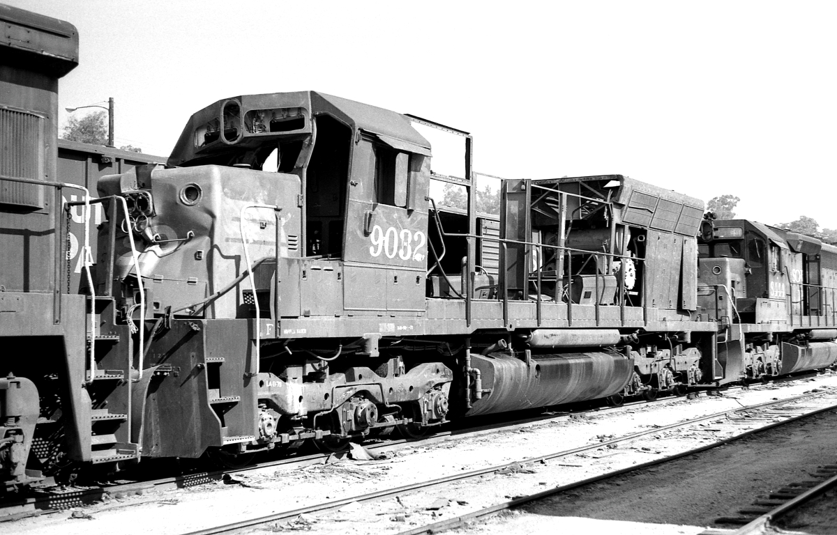 SP 9032 is a class EMD SD45 and  is pictured in Los Angeles, California, USA.  This was taken along the Los Angeles/SP on the Southern Pacific Transportation Company. Photo Copyright: Rick Doughty uploaded to Railroad Gallery on 02/02/2024. This photograph of SP 9032 was taken on Monday, February 11, 1980. All Rights Reserved. 