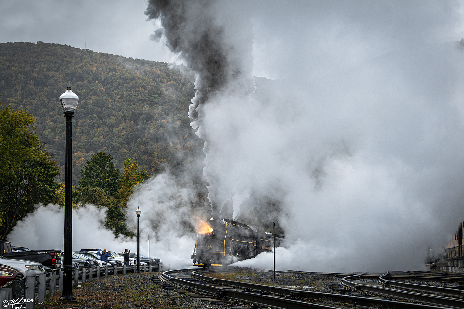 RDG 2102 is a class T-1 and  is pictured in Jim Thorpe, Pennsylvania, USA.  This was taken along the Jim Thorpe on the Reading Company. Photo Copyright: Mark Turkovich uploaded to Railroad Gallery on 02/03/2024. This photograph of RDG 2102 was taken on Saturday, October 14, 2023. All Rights Reserved. 