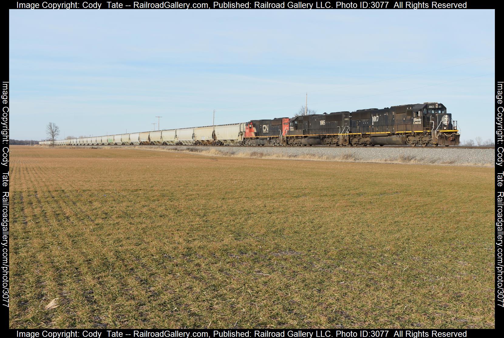 IC 1017 is a class SD70 and  is pictured in Centralia, Illinois, United States.  This was taken along the Centralia subdivision  on the Canadian National Railway. Photo Copyright: Cody  Tate uploaded to Railroad Gallery on 02/03/2024. This photograph of IC 1017 was taken on Saturday, February 03, 2024. All Rights Reserved. 