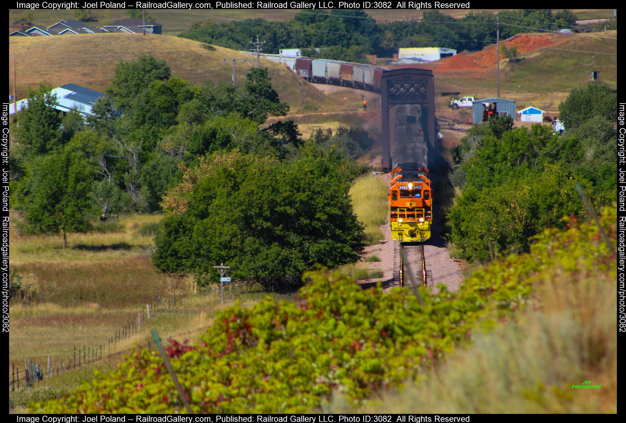 RCPE 3482 is a class EMD SD40-2 and  is pictured in Whitewood, South Dakota, USA.  This was taken along the Black Hills Sub on the Rapid City, Pierre, & Eastern. Photo Copyright: Joel Poland uploaded to Railroad Gallery on 02/04/2024. This photograph of RCPE 3482 was taken on Thursday, September 10, 2020. All Rights Reserved. 