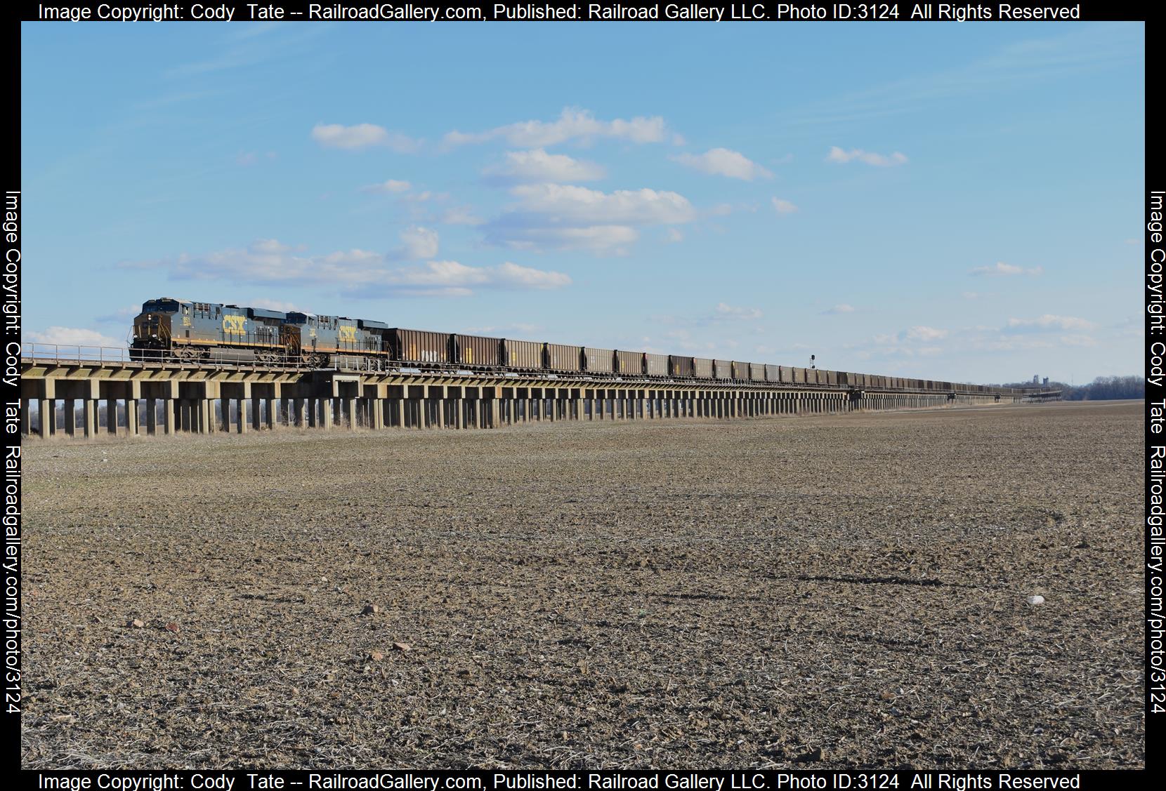 CSXT 851 is a class ES44AH and  is pictured in Evansville , Indiana, USA.  This was taken along the CE&D subdivision  on the CSX Transportation. Photo Copyright: Cody  Tate uploaded to Railroad Gallery on 02/16/2024. This photograph of CSXT 851 was taken on Thursday, February 15, 2024. All Rights Reserved. 