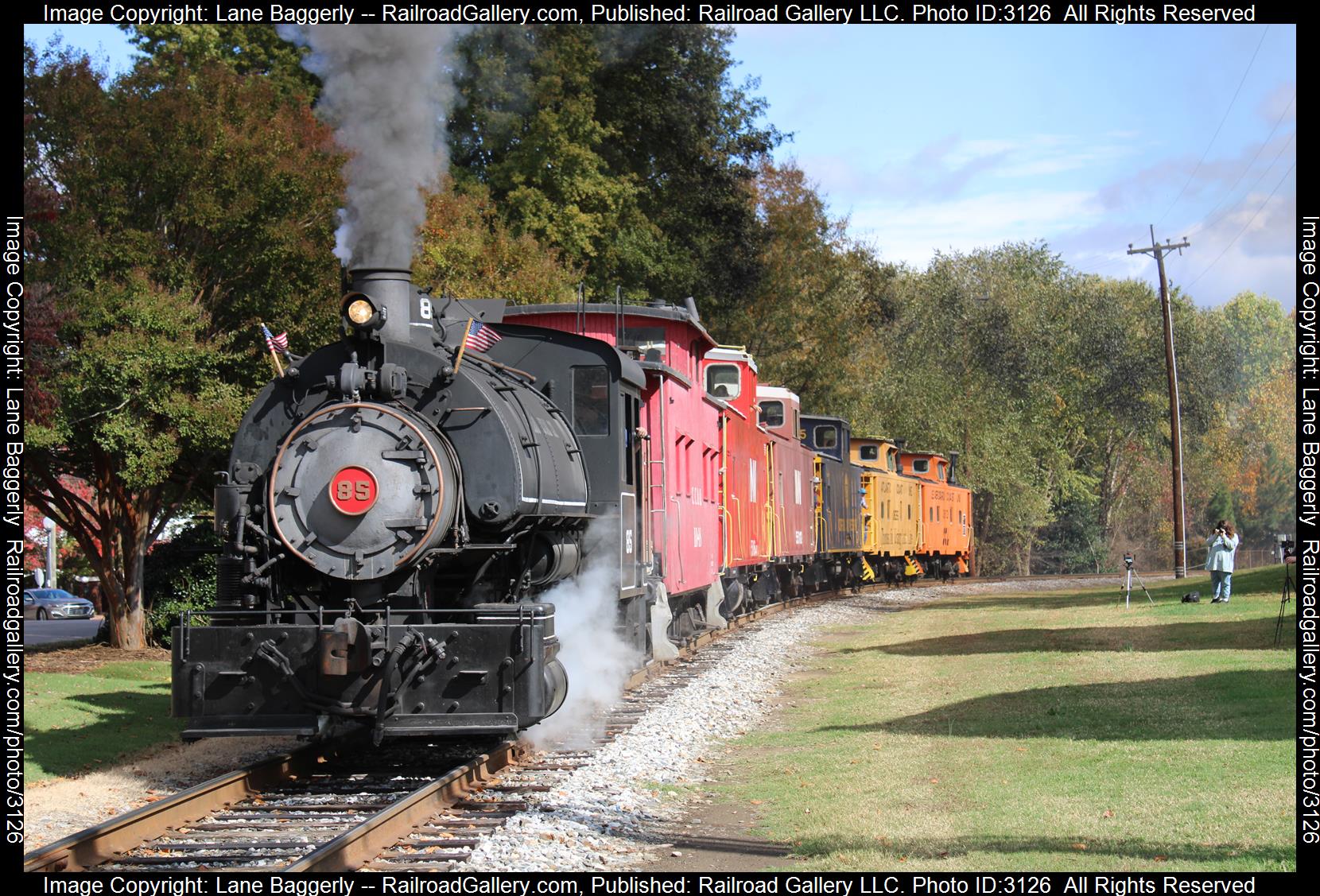 JC 85 is a class 0-6-0 and  is pictured in Spencer, North Carolina, United States.  This was taken along the NCTM on the Jeddo Coal. Photo Copyright: Lane Baggerly uploaded to Railroad Gallery on 02/17/2024. This photograph of JC 85 was taken on Saturday, October 30, 2021. All Rights Reserved. 