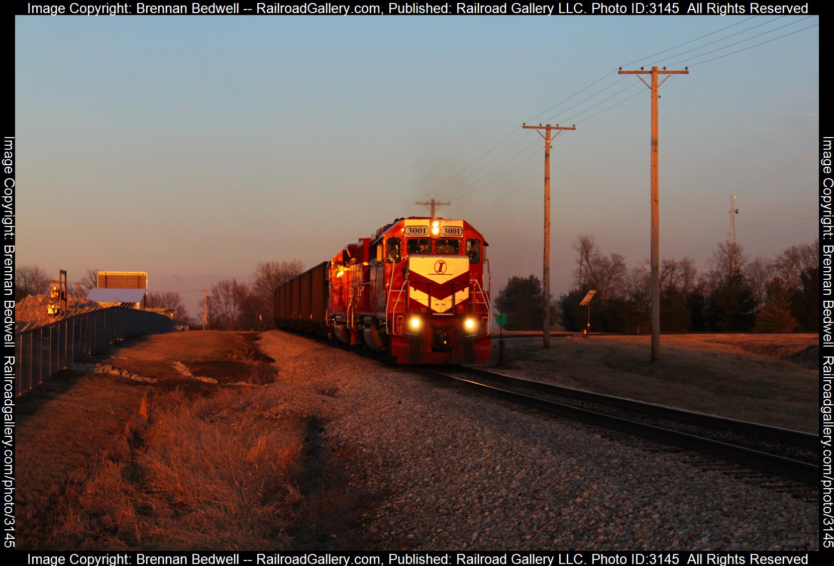 INRD 3001 is a class GP40-3 and  is pictured in Robinson, Illinois, United States.  This was taken along the Indianapolis Subdivision on the Indiana Rail Road. Photo Copyright: Brennan Bedwell uploaded to Railroad Gallery on 02/22/2024. This photograph of INRD 3001 was taken on Thursday, February 22, 2024. All Rights Reserved. 