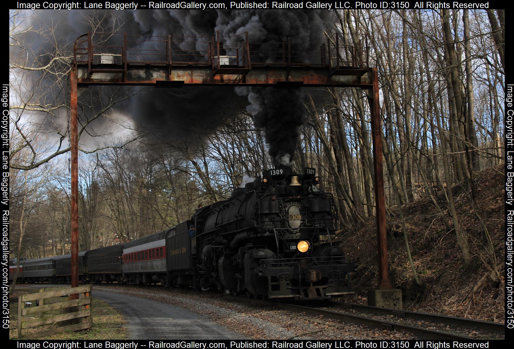 C&O 1309 is a class 2-6-6-2 and  is pictured in Frostburg, Maryland, United States.  This was taken along the Western Maryland  on the Western Maryland Scenic Railroad. Photo Copyright: Lane Baggerly uploaded to Railroad Gallery on 02/23/2024. This photograph of C&O 1309 was taken on Sunday, February 19, 2023. All Rights Reserved. 