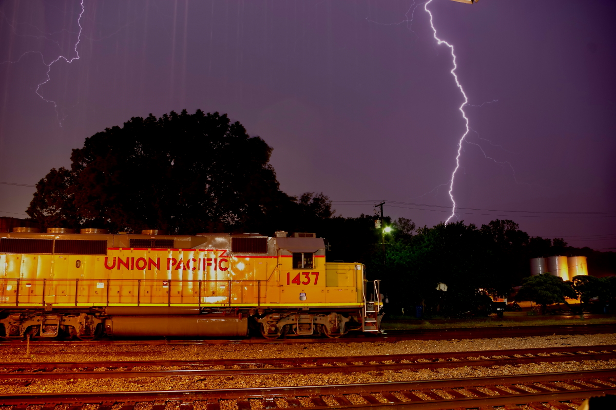 UP 1437 is a class EMD GP40-2 and  is pictured in Malvern, Arkansas, USA.  This was taken along the Little Rock/UP on the Union Pacific Railroad. Photo Copyright: Rick Doughty uploaded to Railroad Gallery on 02/27/2024. This photograph of UP 1437 was taken on Tuesday, April 28, 2020. All Rights Reserved. 