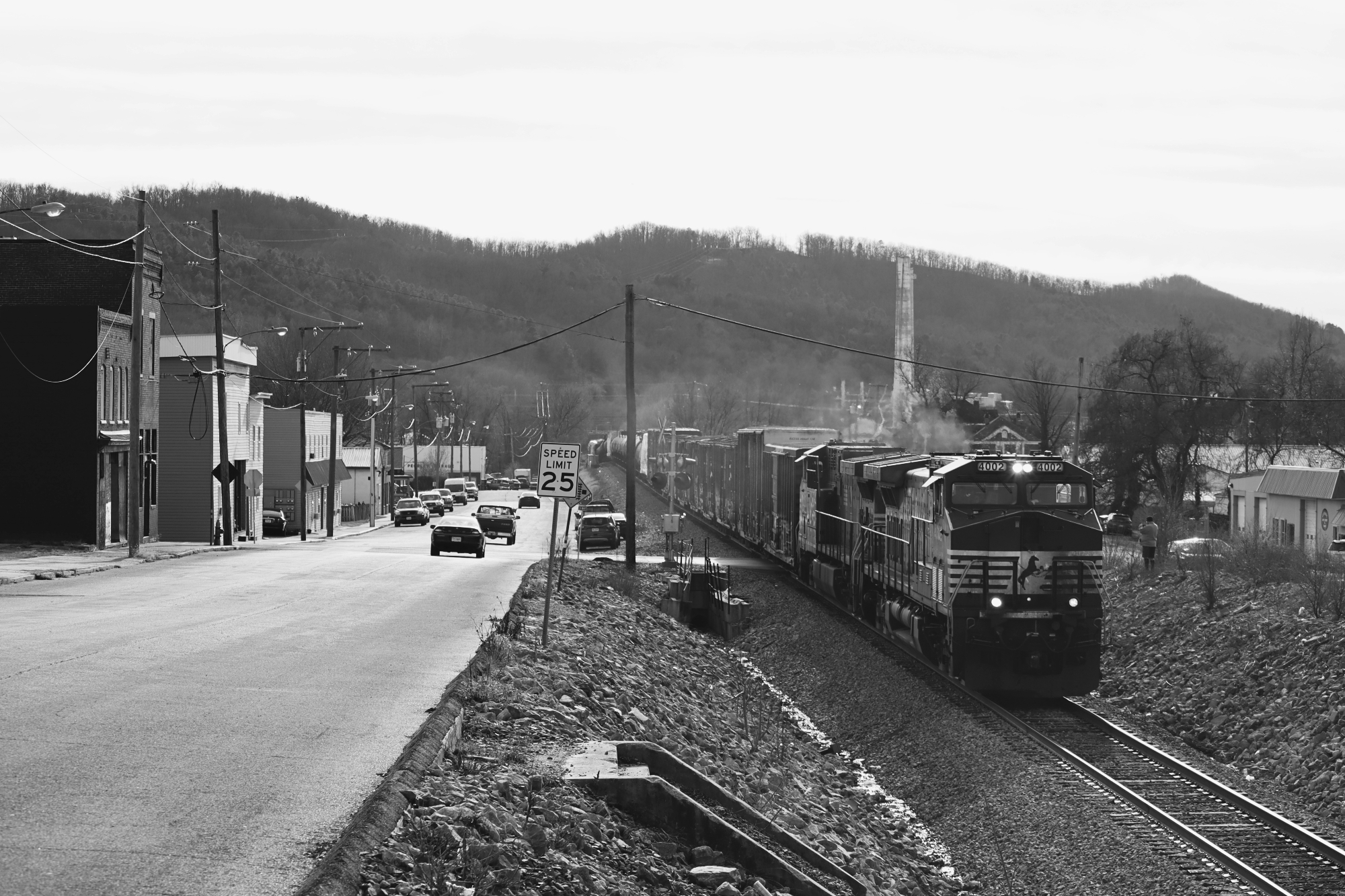 NS 4002 is a class GE AC44C6M and  is pictured in Waynesboro , Virginia, USA.  This was taken along the NS Hagerstown District/line on the Norfolk Southern Railway. Photo Copyright: Robby Lefkowitz uploaded to Railroad Gallery on 12/03/2022. This photograph of NS 4002 was taken on Wednesday, November 30, 2022. All Rights Reserved. 