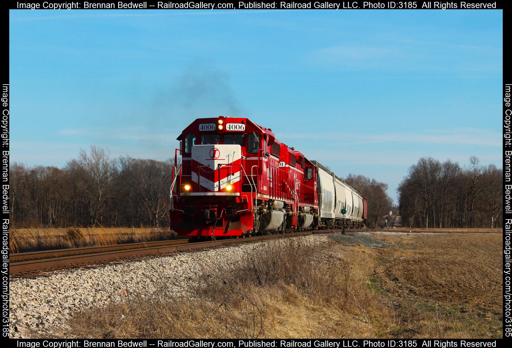 INRD 4006 is a class SD40-2 and  is pictured in Jasonville, Indiana, United States.  This was taken along the Indianapolis Subdivision on the Indiana Rail Road. Photo Copyright: Brennan Bedwell uploaded to Railroad Gallery on 03/06/2024. This photograph of INRD 4006 was taken on Sunday, March 03, 2024. All Rights Reserved. 