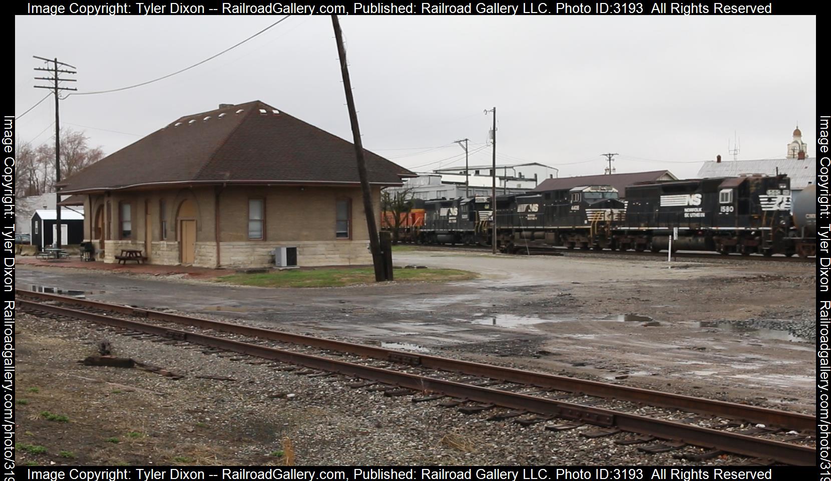 NS 1580 is a class EMD SD40 and  is pictured in London, OH, United States.  This was taken along the Dayton District on the Norfolk Southern. Photo Copyright: Tyler Dixon uploaded to Railroad Gallery on 03/10/2024. This photograph of NS 1580 was taken on Saturday, March 09, 2024. All Rights Reserved. 