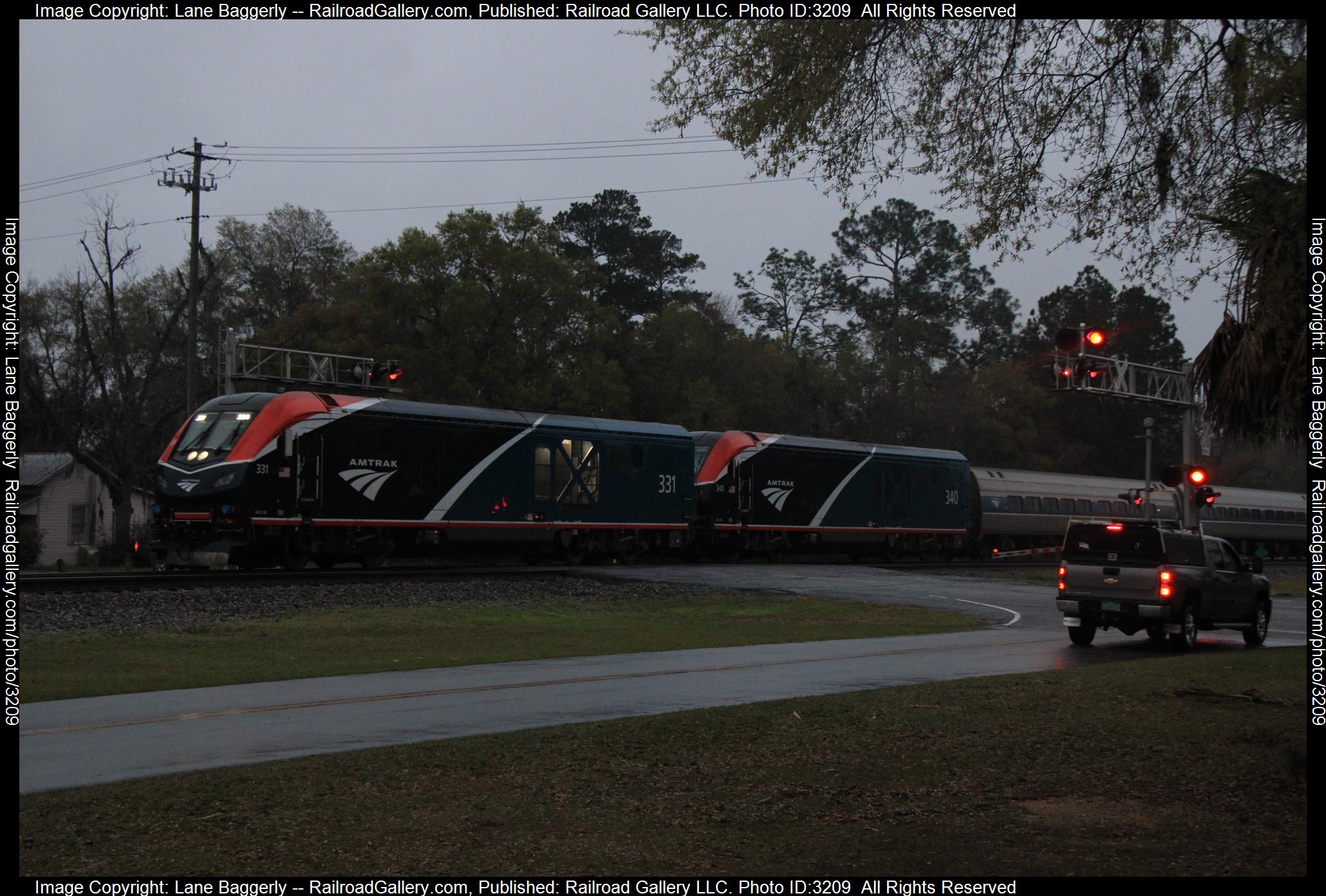 AMTK 331 is a class siemens ALC-42 and  is pictured in Folkston, Georgia, United States.  This was taken along the Nahunta Sub on the Amtrak. Photo Copyright: Lane Baggerly uploaded to Railroad Gallery on 03/16/2024. This photograph of AMTK 331 was taken on Tuesday, March 05, 2024. All Rights Reserved. 