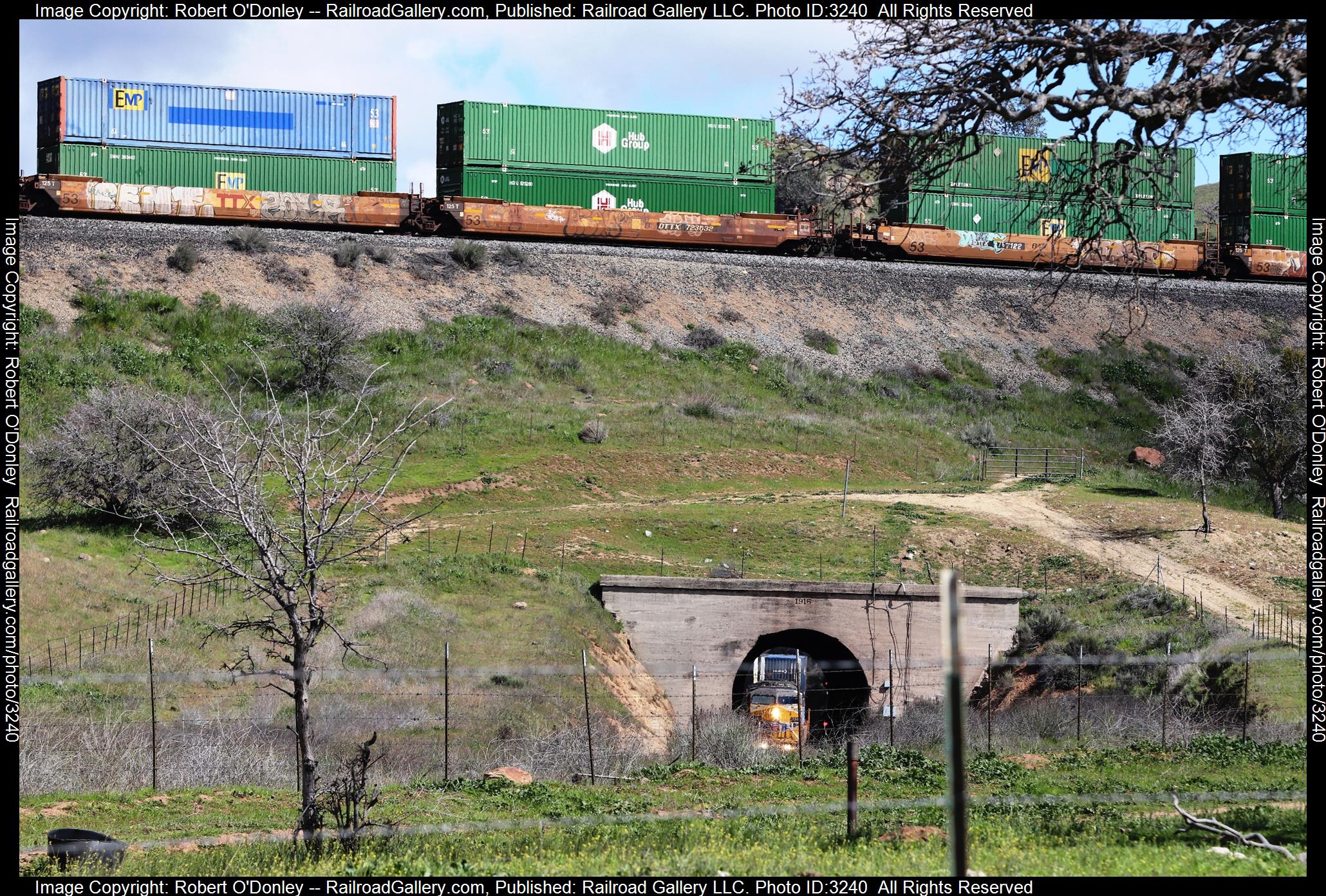 7316 is a class GE AC4460CW and  is pictured in Tehachapi, California, USA.  This was taken along the Tehachapi on the Union Pacific Railroad. Photo Copyright: Robert O'Donley uploaded to Railroad Gallery on 03/31/2024. This photograph of 7316 was taken on Sunday, March 31, 2024. All Rights Reserved. 