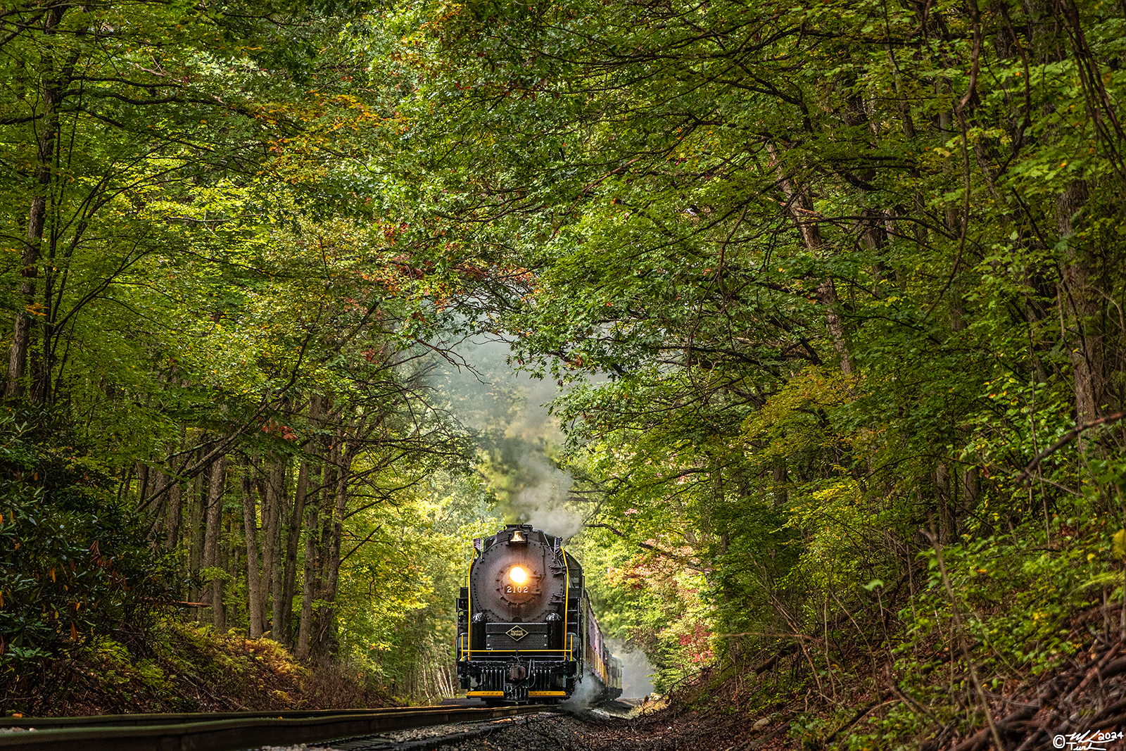 RDG 2102 is a class T-1 and  is pictured in Hometown, Pennsylvania, USA.  This was taken along the Milepost 108 on the Reading Company. Photo Copyright: Mark Turkovich uploaded to Railroad Gallery on 04/02/2024. This photograph of RDG 2102 was taken on Saturday, October 01, 2022. All Rights Reserved. 