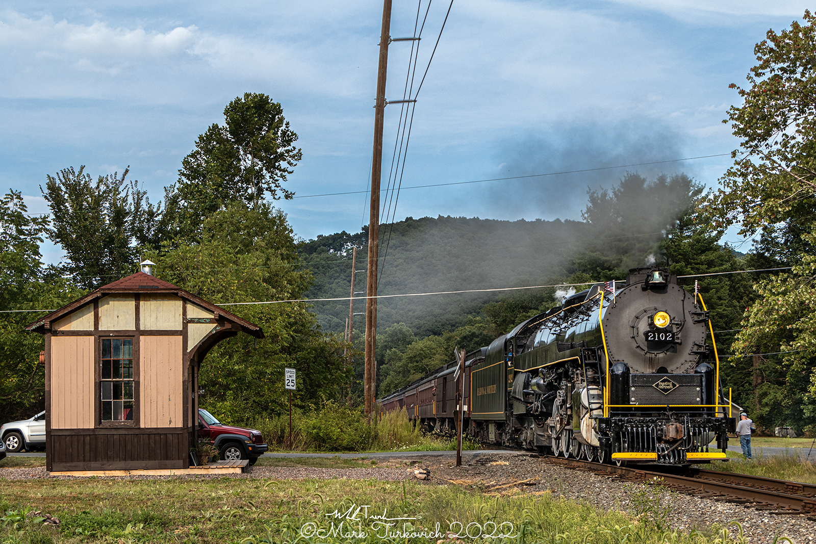 RDG 2102 is a class T-1 and  is pictured in Molino, Pennsylvania, USA.  This was taken along the Molino on the Reading Company. Photo Copyright: Mark Turkovich uploaded to Railroad Gallery on 12/05/2022. This photograph of RDG 2102 was taken on Saturday, September 03, 2022. All Rights Reserved. 