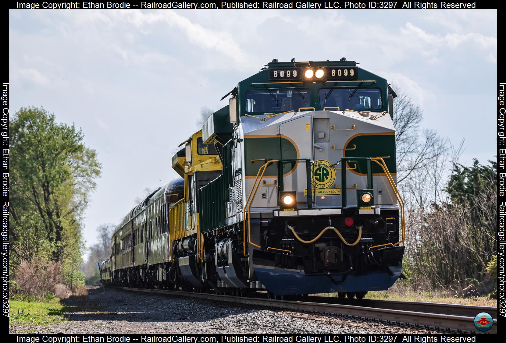 8099 and 1069 is a class ES44AC SD70ACe and  is pictured in Marion, Pennsylvania, United States.  This was taken along the NS Lurgan Branch on the Norfolk Southern. Photo Copyright: Ethan Brodie uploaded to Railroad Gallery on 04/16/2024. This photograph of 8099 and 1069 was taken on Monday, April 15, 2024. All Rights Reserved. 