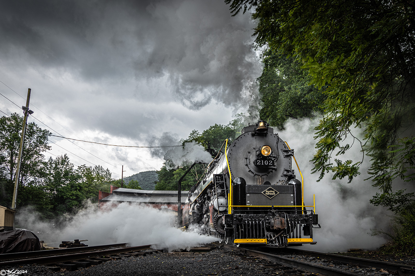 RDG 2102 is a class T-1 and  is pictured in Port Clinton, Pennsylvania, USA.  This was taken along the Reading & Northern Steam Shop on the Reading Company. Photo Copyright: Mark Turkovich uploaded to Railroad Gallery on 05/01/2024. This photograph of RDG 2102 was taken on Wednesday, June 14, 2023. All Rights Reserved. 