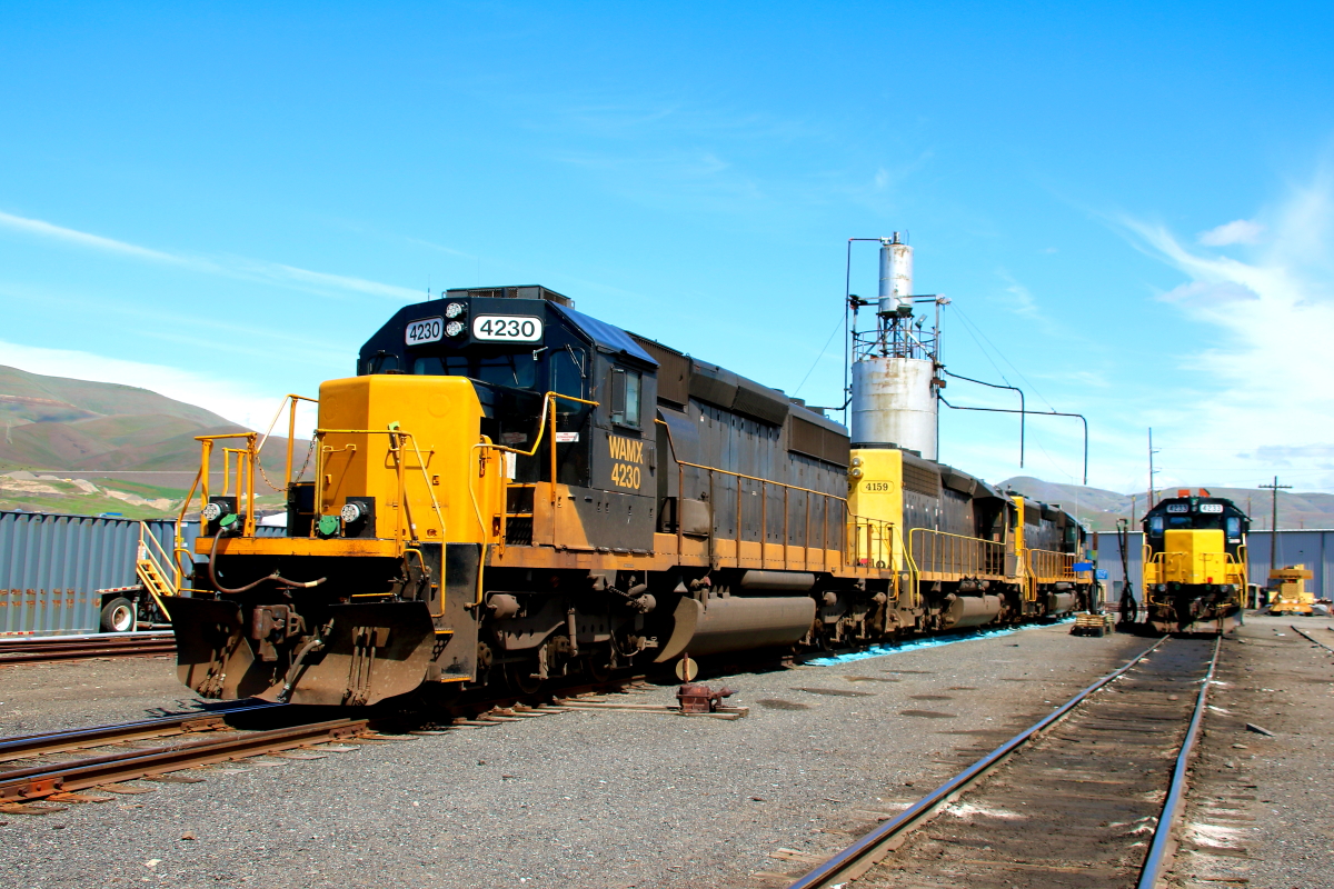 WAMX is a class EMD SD40-2 and  is pictured in Lewiston, Idaho, USA.  This was taken along the Great Northwest Railroad. Photo Copyright: Rick Doughty uploaded to Railroad Gallery on 05/08/2024. This photograph of WAMX was taken on Sunday, April 21, 2024. All Rights Reserved. 