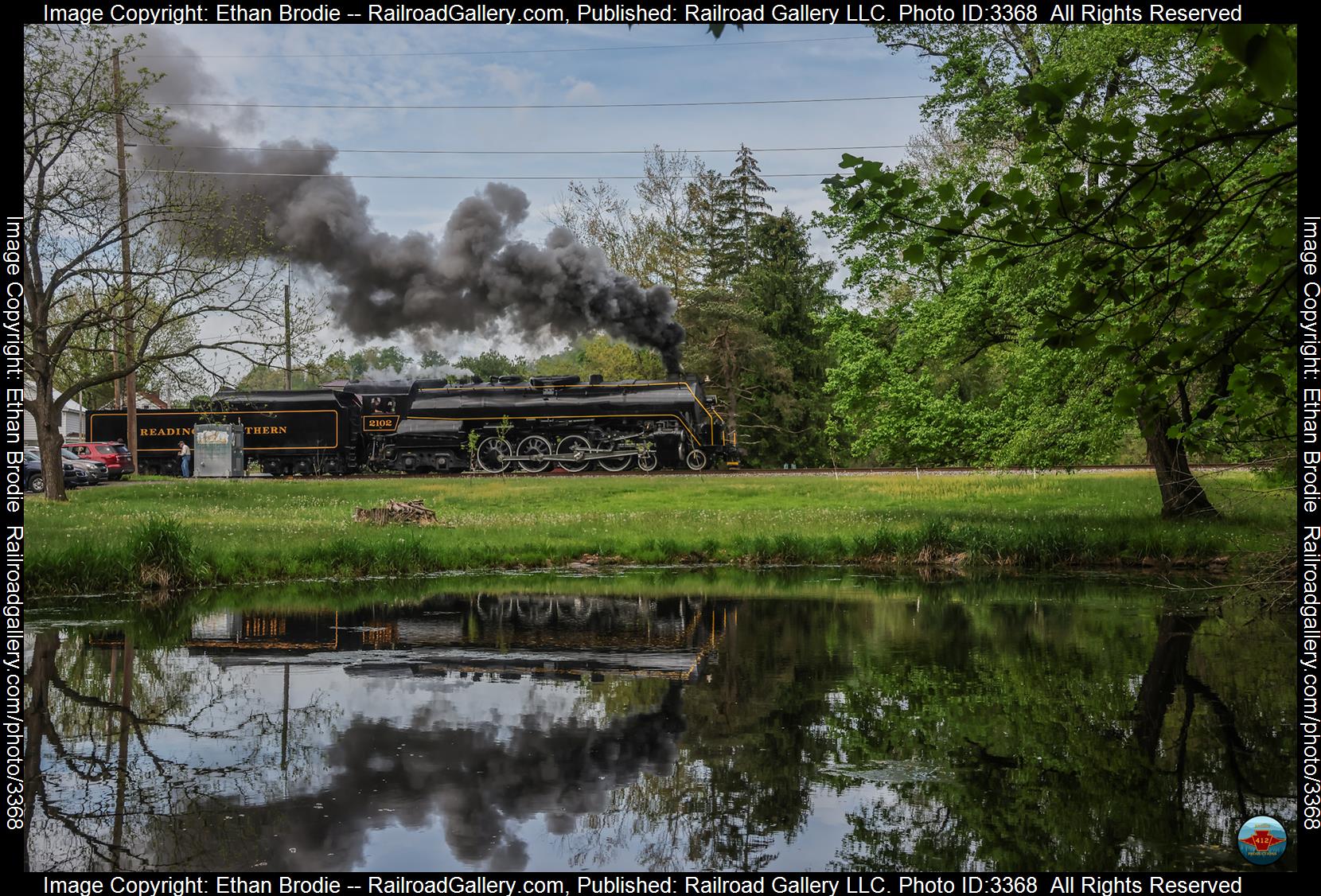 2102 is a class 4-8-4 and  is pictured in Hecla, Pennsylvania, United States.  This was taken along the N/A on the Reading Blue Mountain and Northern Railroad. Photo Copyright: Ethan Brodie uploaded to Railroad Gallery on 05/09/2024. This photograph of 2102 was taken on Wednesday, May 08, 2024. All Rights Reserved. 