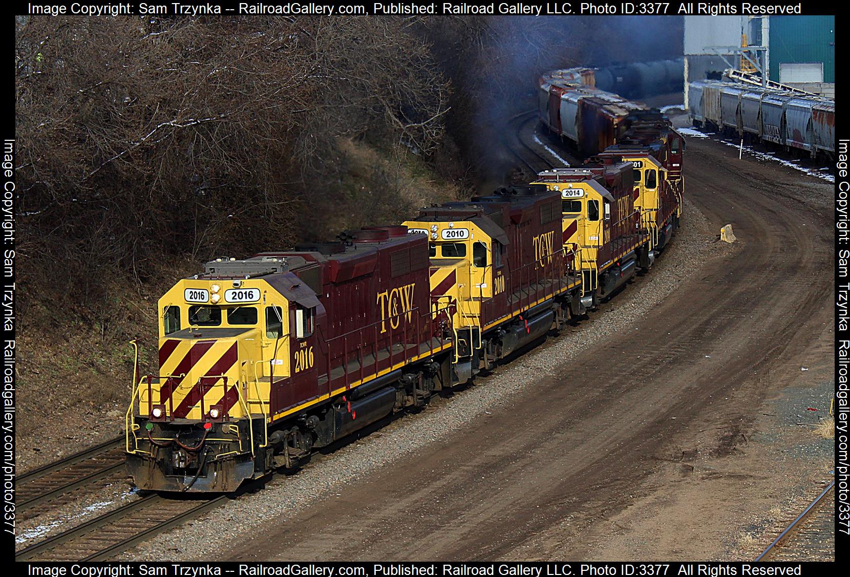 TCWR 2016 is a class EMD GP38-2 and  is pictured in St. Paul, Minnesota, USA.  This was taken along the BNSF Midway Subdivision on the Twin Cities and Western Railroad. Photo Copyright: Sam Trzynka uploaded to Railroad Gallery on 05/11/2024. This photograph of TCWR 2016 was taken on Friday, March 22, 2024. All Rights Reserved. 