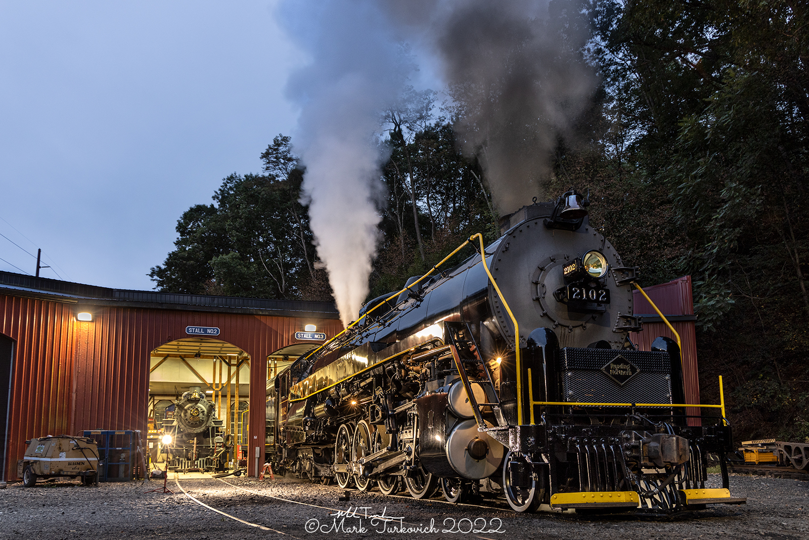 RDG 2102 is a class T-1 and  is pictured in Port Clinton, Pennsylvania, USA.  This was taken along the Reading & Northern Steam Shop on the Reading Company. Photo Copyright: Mark Turkovich uploaded to Railroad Gallery on 12/06/2022. This photograph of RDG 2102 was taken on Saturday, September 03, 2022. All Rights Reserved. 