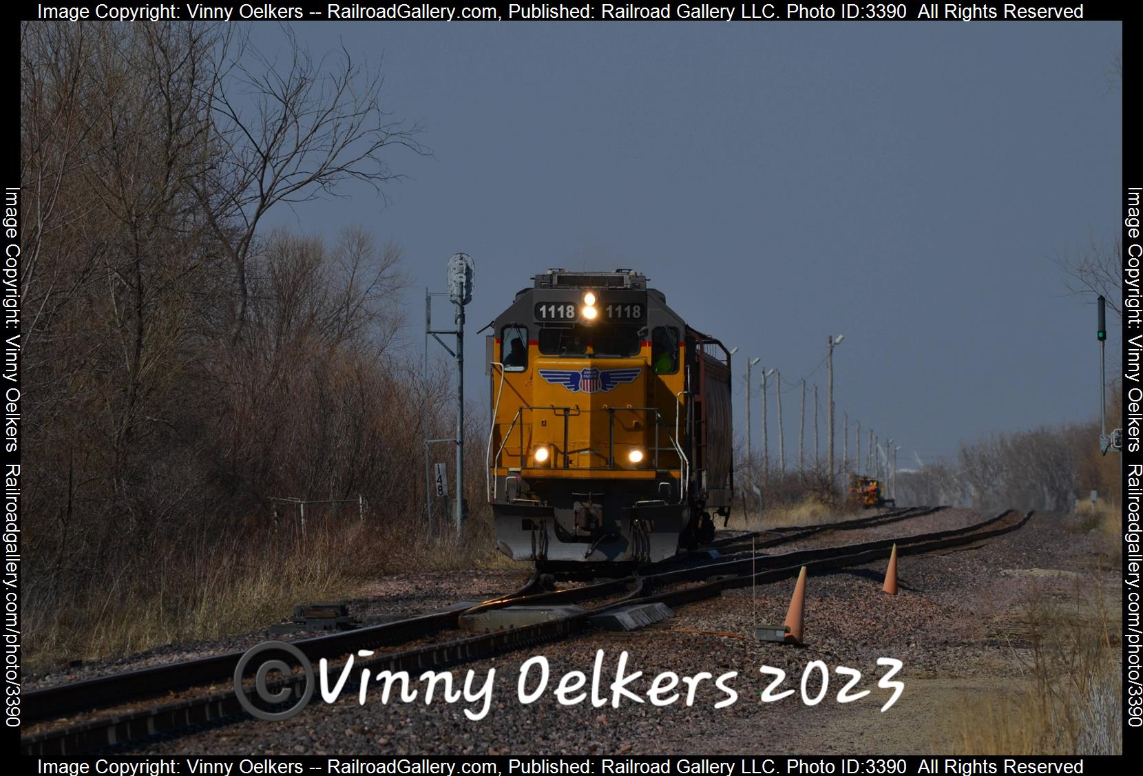 UP 1118 is a class GP38N  and  is pictured in Iowa Falls , IA, United States.  This was taken along the Mason City Subdivision  on the Union Pacific Railroad. Photo Copyright: Vinny Oelkers uploaded to Railroad Gallery on 05/16/2024. This photograph of UP 1118 was taken on Thursday, April 13, 2023. All Rights Reserved. 