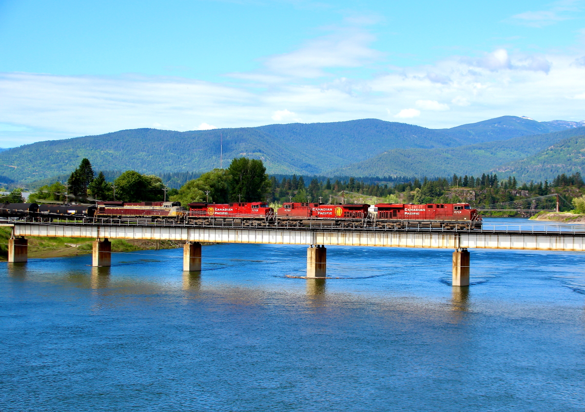 CP 8714 is a class GE ES44AC and  is pictured in Bonners Ferry, Idaho, USA.  This was taken along the Spokane/UP on the Canadian Pacific Railway. Photo Copyright: Rick Doughty uploaded to Railroad Gallery on 05/17/2024. This photograph of CP 8714 was taken on Friday, June 24, 2022. All Rights Reserved. 