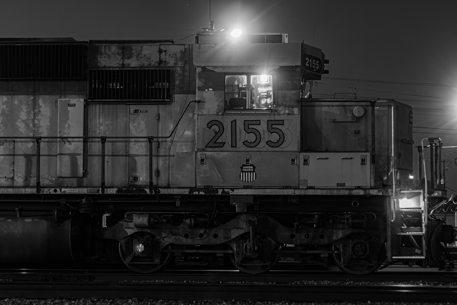 UP 2155 is a class SD60 and  is pictured in Nampa, Idaho, United States.  This was taken along the Nampa Subdivision on the Union Pacific Railroad. Photo Copyright: Jason Wilson uploaded to Railroad Gallery on 05/20/2024. This photograph of UP 2155 was taken on Sunday, May 12, 2024. All Rights Reserved. 