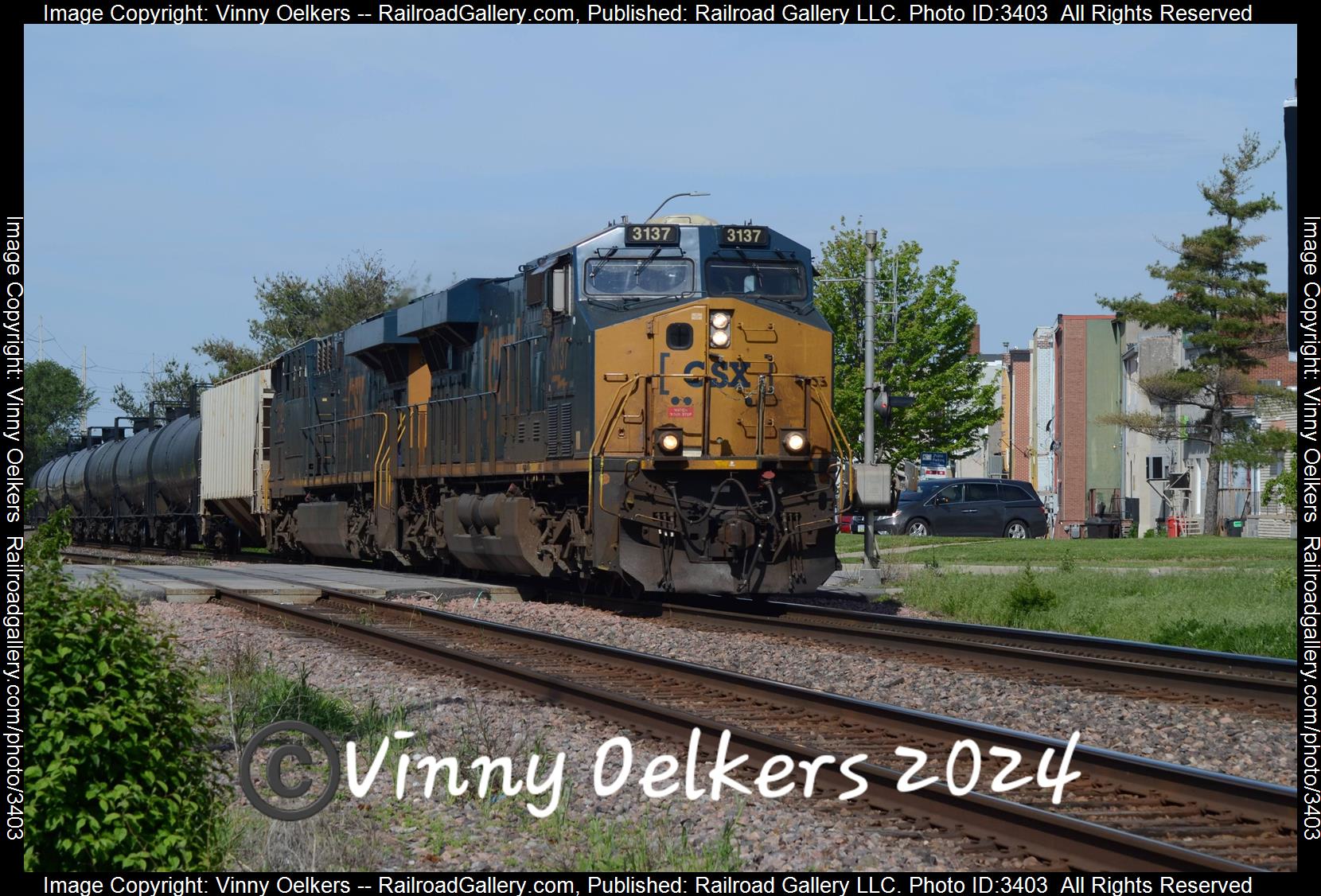 CSXT 3137 is a class ET44AH and  is pictured in Ames, IA, United States.  This was taken along the Clinton Subdvision  on the Union Pacific Railroad. Photo Copyright: Vinny Oelkers uploaded to Railroad Gallery on 05/20/2024. This photograph of CSXT 3137 was taken on Friday, May 17, 2024. All Rights Reserved. 