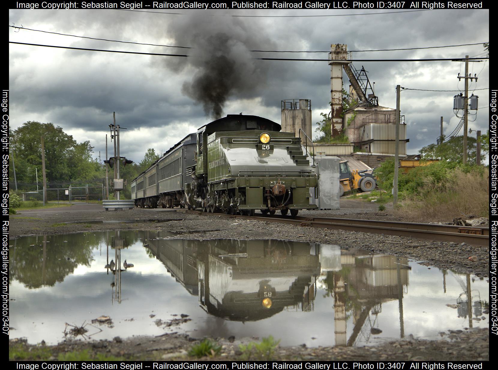 26 is a class 0-6-0 and  is pictured in Scranton, PA, United States.  This was taken along the Carbondale Line on the Steamtown NHS. Photo Copyright: Sebastian Segiel uploaded to Railroad Gallery on 05/21/2024. This photograph of 26 was taken on Friday, May 17, 2024. All Rights Reserved. 