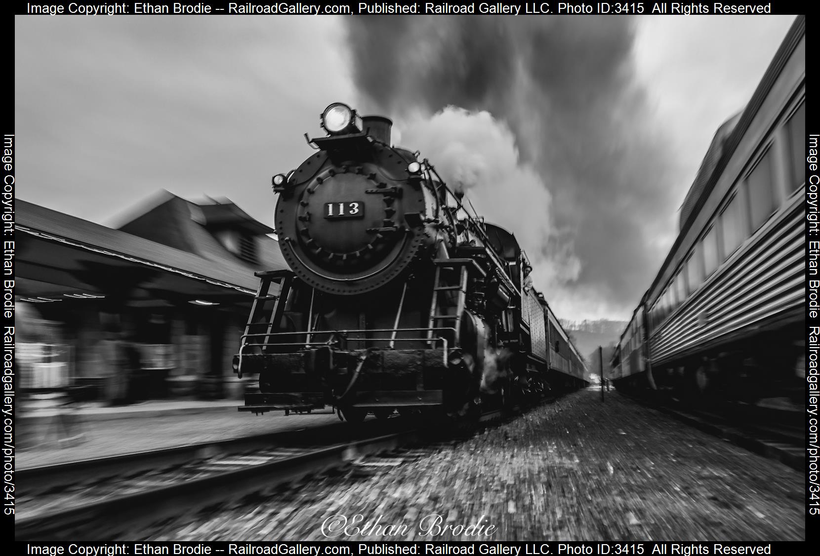 113 is a class 0-6-0 and  is pictured in Schuykill Haven, Pennsylvania, United States.  This was taken along the Pottsville Branch on the Reading Blue Mountain and Northern Railroad. Photo Copyright: Ethan Brodie uploaded to Railroad Gallery on 05/22/2024. This photograph of 113 was taken on Saturday, December 09, 2023. All Rights Reserved. 