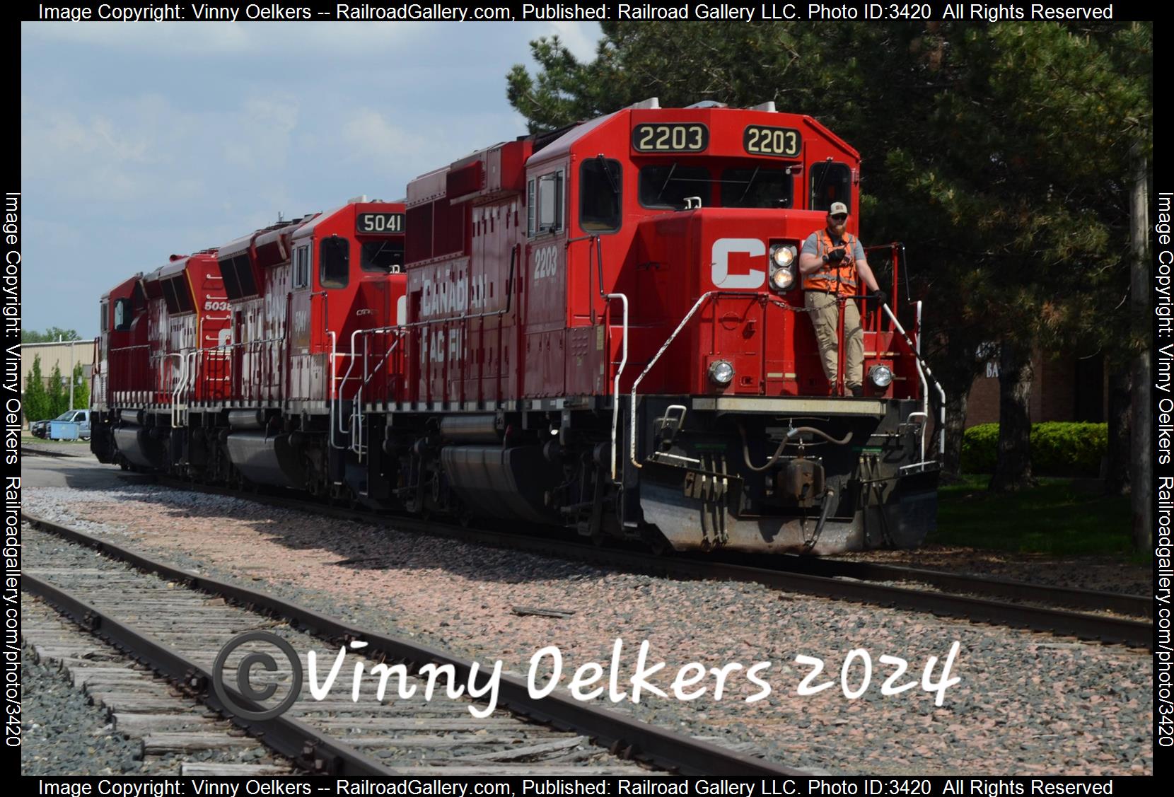 CP 5038 is a class SD30ECO  and  is pictured in Spencer, IA, United States.  This was taken along the Sheldon Subdivision  on the Canadian Pacific Railway. Photo Copyright: Vinny Oelkers uploaded to Railroad Gallery on 05/23/2024. This photograph of CP 5038 was taken on Monday, May 20, 2024. All Rights Reserved. 