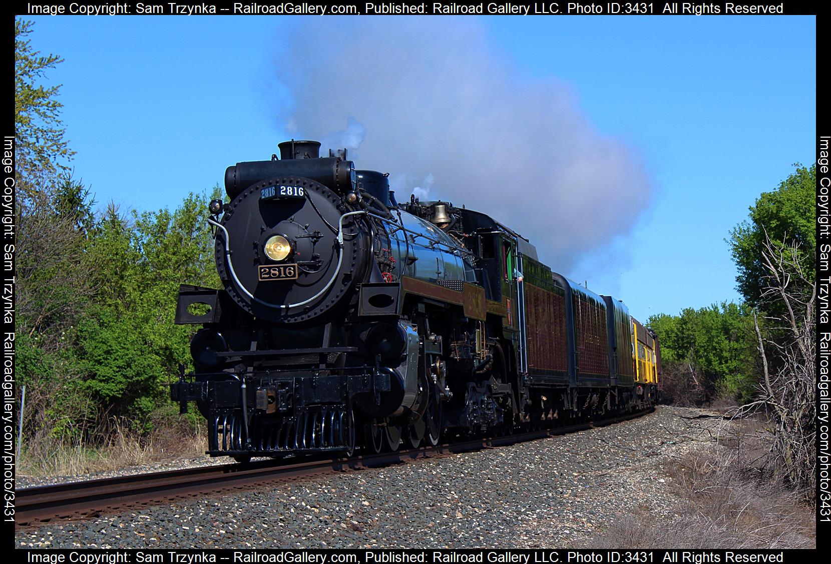 CP 2816 is a class MLW 4-6-4 and  is pictured in Frontenac, Minnesota, USA.  This was taken along the CPKC River Subdivision on the CPKC Railway. Photo Copyright: Sam Trzynka uploaded to Railroad Gallery on 05/25/2024. This photograph of CP 2816 was taken on Sunday, May 05, 2024. All Rights Reserved. 