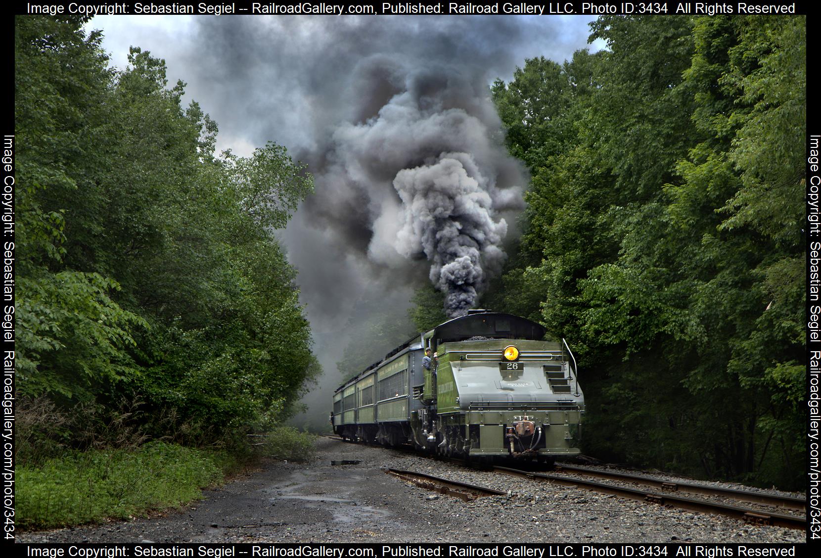 26 is a class 0-6-0 and  is pictured in Jessup, Pennsylvania, United States.  This was taken along the Carbondale Line on the Steamtown NHS. Photo Copyright: Sebastian Segiel uploaded to Railroad Gallery on 05/26/2024. This photograph of 26 was taken on Thursday, May 23, 2024. All Rights Reserved. 