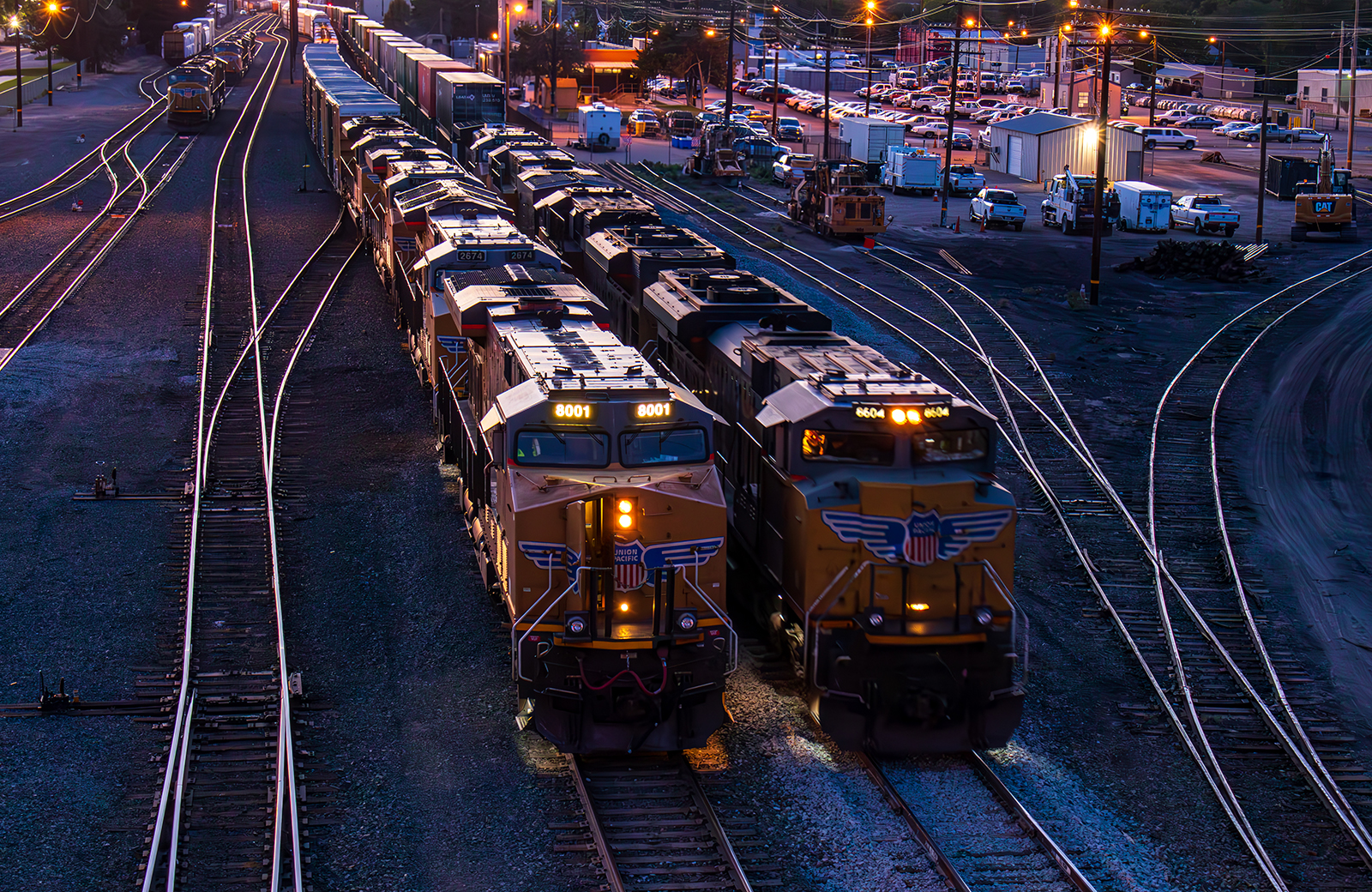 UP 8001 and UP 8604 is a class ES44AH and SD70ACe and  is pictured in Nampa, Idaho, USA.  This was taken along the Nampa Subdivision on the Union Pacific Railroad. Photo Copyright: Jason Wilson uploaded to Railroad Gallery on 05/29/2024. This photograph of UP 8001 and UP 8604 was taken on Tuesday, June 15, 2021. All Rights Reserved. 