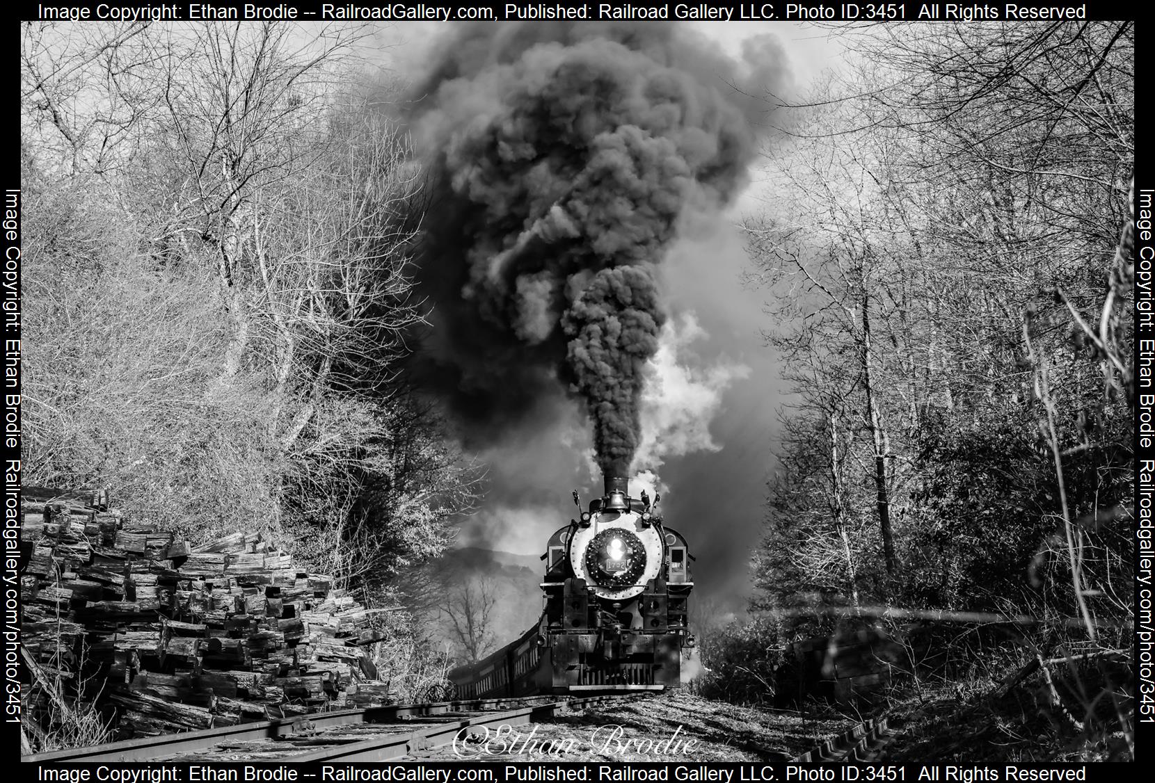 1702 is a class 2-8-0 and  is pictured in Bryson City, North Carolina, United States.  This was taken along the Ex Southern Railroad Murphy Branch on the Great Smoky Mountains Railroad. Photo Copyright: Ethan Brodie uploaded to Railroad Gallery on 05/30/2024. This photograph of 1702 was taken on Monday, December 18, 2023. All Rights Reserved. 