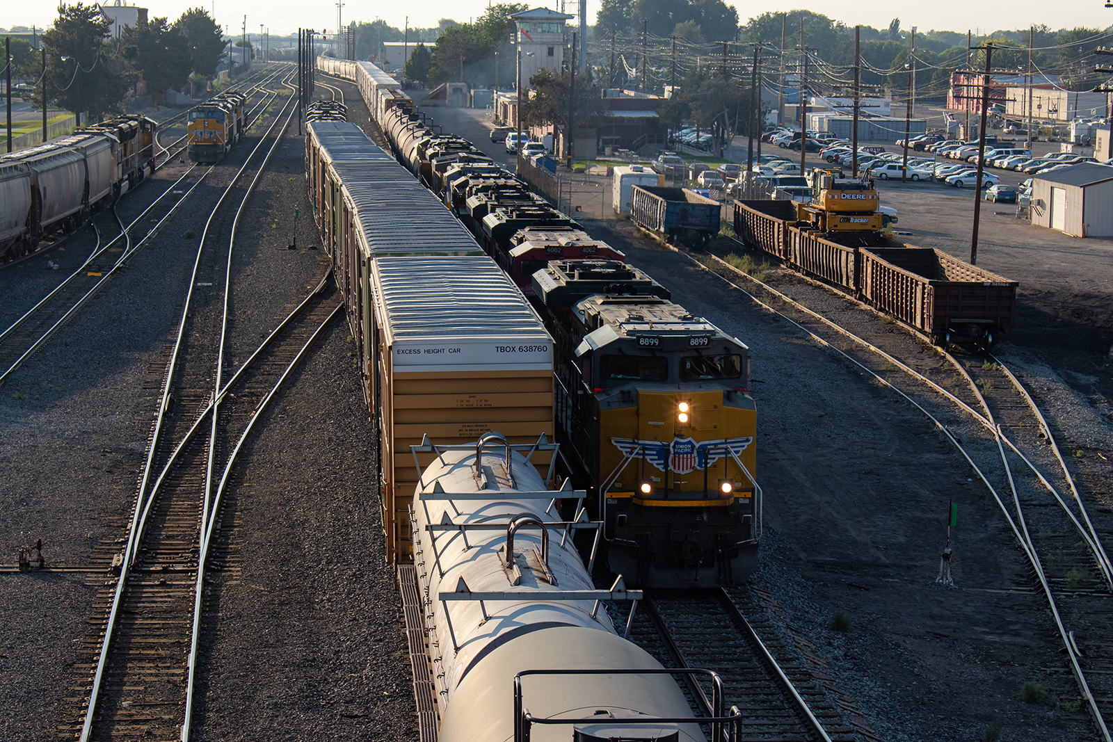 UP 8899 is a class EMD SD70AH and  is pictured in Nampa, Idaho, USA.  This was taken along the Nampa Subdivision on the Union Pacific Railroad. Photo Copyright: Jason Wilson uploaded to Railroad Gallery on 06/02/2024. This photograph of UP 8899 was taken on Thursday, July 29, 2021. All Rights Reserved. 