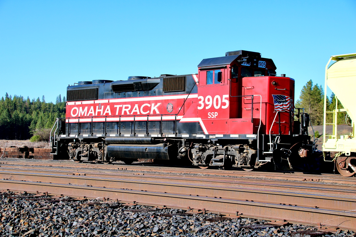 SSP 3905 is a class EMD GP39-2 and  is pictured in Marshall, Washington, USA.  This was taken along the Lakeside/BNSF on the Spokane Spangle & Palouse. Photo Copyright: Rick Doughty uploaded to Railroad Gallery on 06/02/2024. This photograph of SSP 3905 was taken on Saturday, April 20, 2024. All Rights Reserved. 