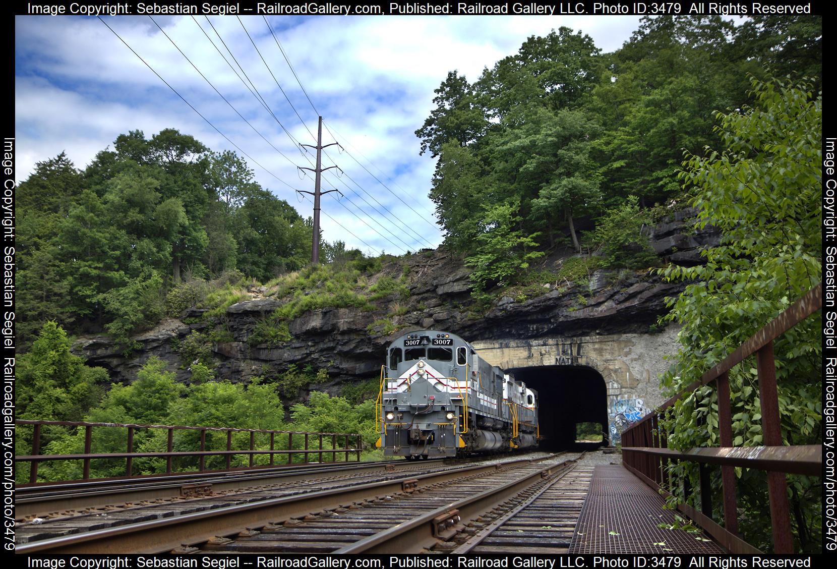 3007  is a class M630 and  is pictured in Scranton, Pennsylvania, United States.  This was taken along the Pocono Mainline on the Delaware Lackawanna. Photo Copyright: Sebastian Segiel uploaded to Railroad Gallery on 06/03/2024. This photograph of 3007  was taken on Monday, June 03, 2024. All Rights Reserved. 