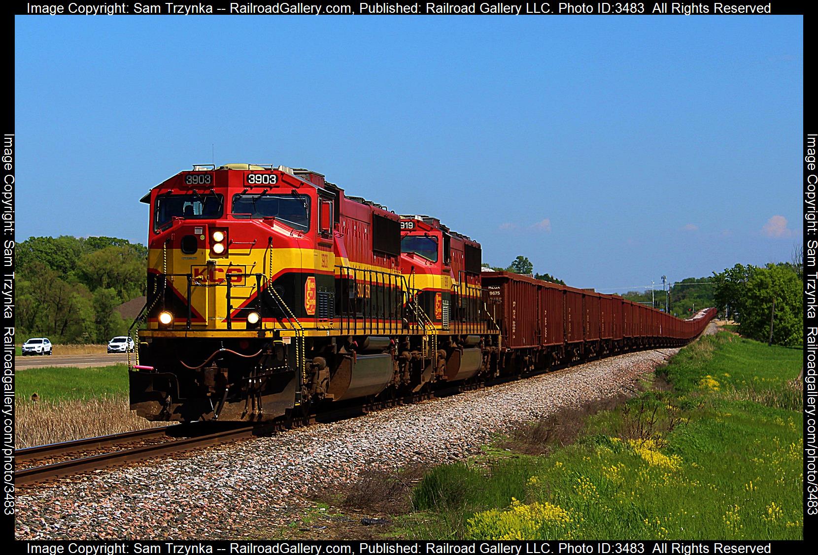 KCS 3903 is a class EMD SD70MAC and  is pictured in Medina, Minnesota, USA.  This was taken along the CPKC Paynesville Sub on the CPKC Railway. Photo Copyright: Sam Trzynka uploaded to Railroad Gallery on 06/04/2024. This photograph of KCS 3903 was taken on Friday, May 17, 2024. All Rights Reserved. 