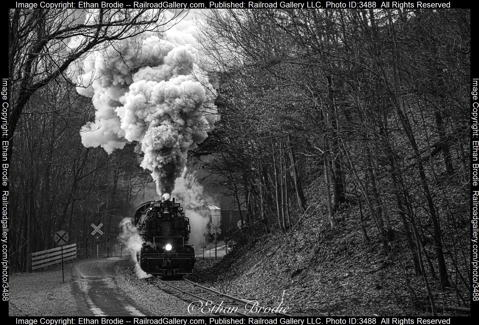 1309 is a class 2-6-6-2 and  is pictured in Cumberland , Maryland, United States.  This was taken along the N/A on the Western Maryland Scenic Railroad. Photo Copyright: Ethan Brodie uploaded to Railroad Gallery on 06/05/2024. This photograph of 1309 was taken on Saturday, February 26, 2022. All Rights Reserved. 