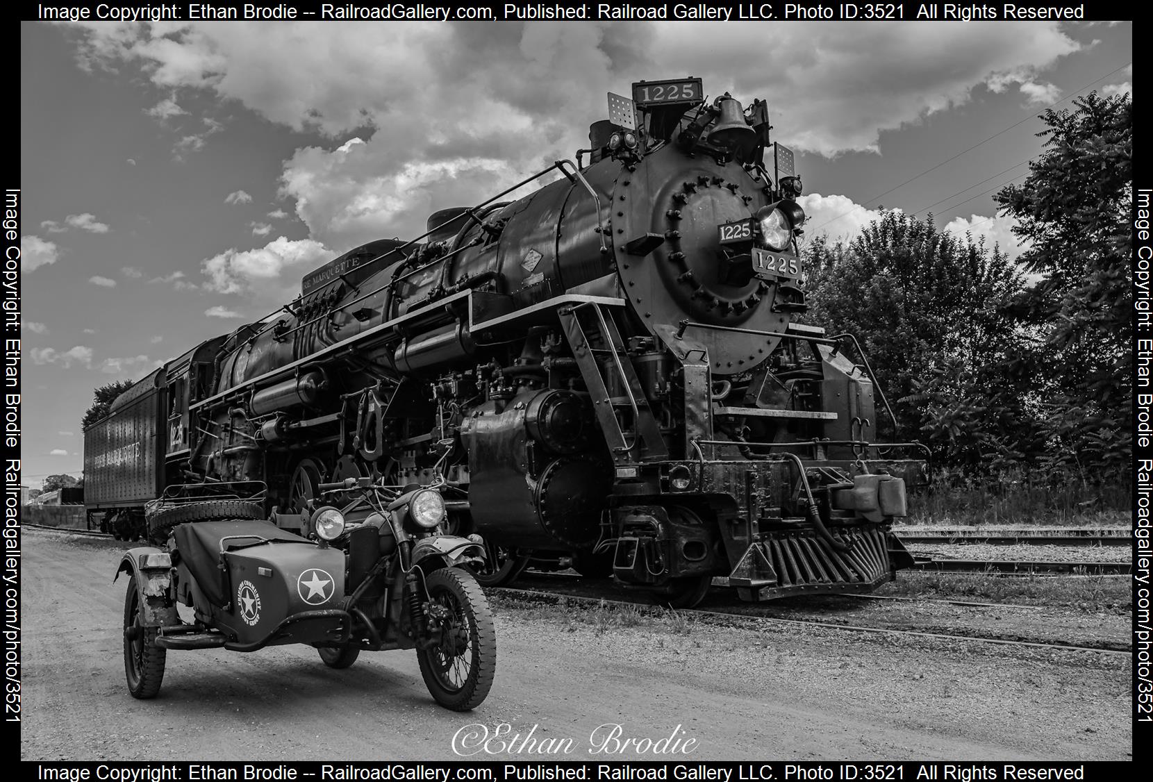 1225 is a class 2-8-4 and  is pictured in Owosso, Michigan, United States.  This was taken along the Great Lakes Central on the Pere Marquette. Photo Copyright: Ethan Brodie uploaded to Railroad Gallery on 06/18/2024. This photograph of 1225 was taken on Friday, June 14, 2024. All Rights Reserved. 