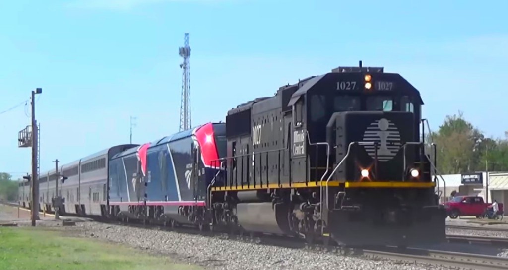 IC 1027 is a class EMD SD70 and  is pictured in Centralia, Illinois, USA.  This was taken along the CN Centralia subdivision on the Illinois Central Railroad. Photo Copyright: Blaise Lambert uploaded to Railroad Gallery on 06/21/2024. This photograph of IC 1027 was taken on Monday, April 15, 2024. All Rights Reserved. 