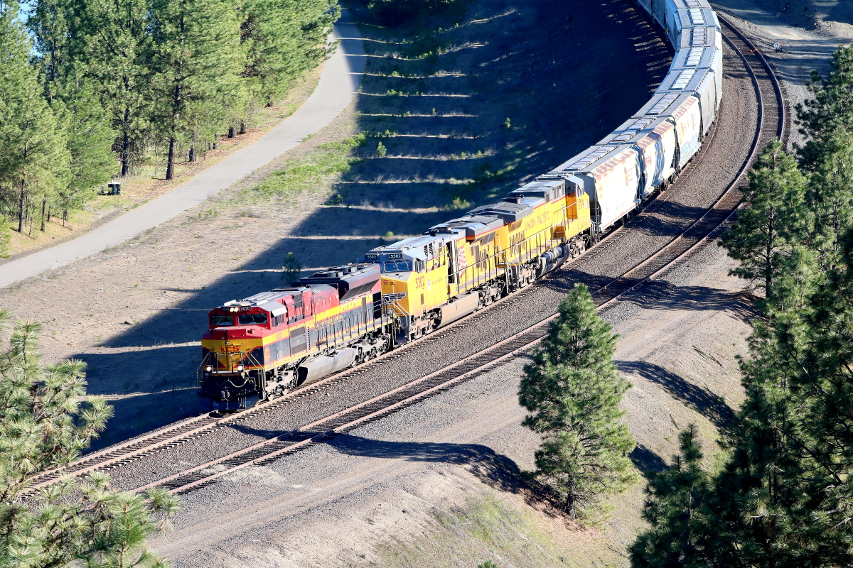 KCS 4020 is a class EMD SD70ACe and  is pictured in Marshall, Washington, USA.  This was taken along the Lakeside/BNSF on the Union Pacific Railroad. Photo Copyright: Rick Doughty uploaded to Railroad Gallery on 06/28/2024. This photograph of KCS 4020 was taken on Saturday, April 20, 2024. All Rights Reserved. 