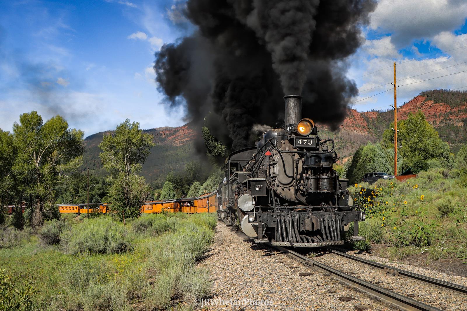 D&SNG 473 is a class 2-8-2 and  is pictured in Hermosa, Colorado, United States.  This was taken along the D&RGW 4th Divison on the Durango & Silverton Narrow Gauge Railroad. Photo Copyright: Joseph Whelan uploaded to Railroad Gallery on 12/08/2022. This photograph of D&SNG 473 was taken on Tuesday, August 02, 2022. All Rights Reserved. 