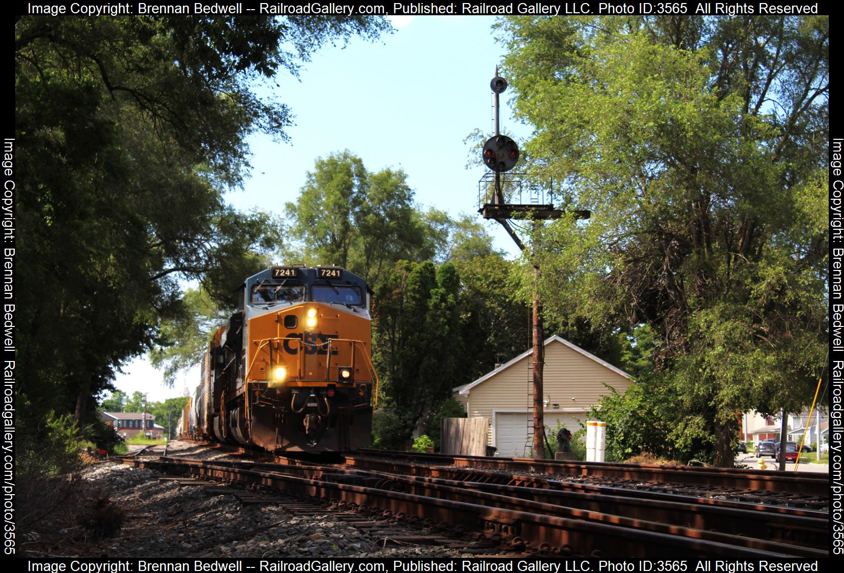 CSXT 7241 is a class CW44AC and  is pictured in Troy, Ohio, United States.  This was taken along the Toledo Subdivision  on the CSX Transportation. Photo Copyright: Brennan Bedwell uploaded to Railroad Gallery on 07/08/2024. This photograph of CSXT 7241 was taken on Monday, July 08, 2024. All Rights Reserved. 