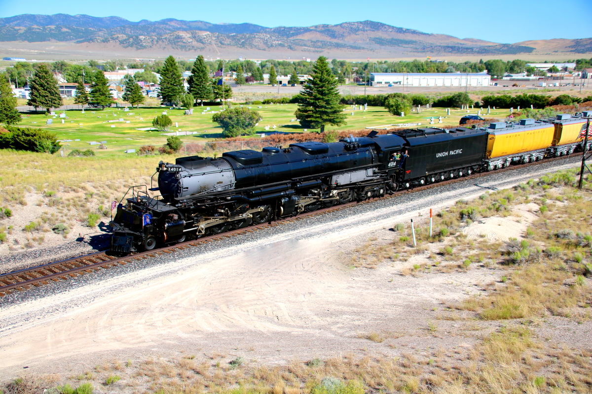 UP 4014 is a class 4-8-8-4 and  is pictured in Wells, Nevada, USA.  This was taken along the Shafter/UP on the Union Pacific Railroad. Photo Copyright: Rick Doughty uploaded to Railroad Gallery on 07/09/2024. This photograph of UP 4014 was taken on Saturday, July 06, 2024. All Rights Reserved. 